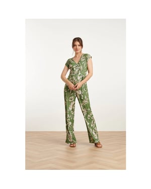 Smashed Lemon 25160 leaf print stretch jumpsuit |