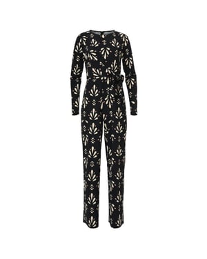 Smashed Lemon Zwart en wit ornamentaal print jumpsuit in travelkwaliteit |