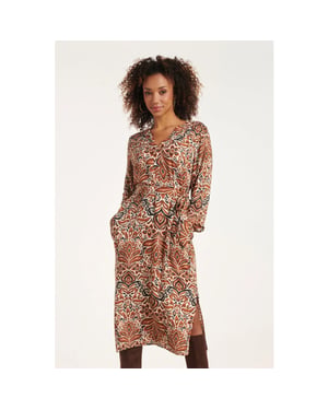 Smashed Lemon 24509 e paisley bedrukte midi jurk |