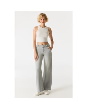 Cup of Joe Maxine wide leg jeans light grey