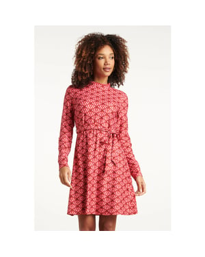 Smashed Lemon Stretchstof lippenprint jurk in rood en roze |