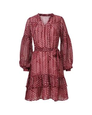 Smashed Lemon Bordeaux en babyroze geometrische jurk |