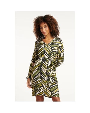 Smashed Lemon Army groen korte zig-zag print jurk |