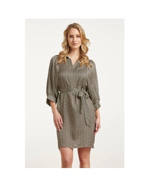 Smashed Lemon 25048 korte satijn jurk met zigzagprint |