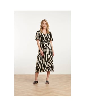 Smashed Lemon 25077 midi jurk met zebrastijl print |