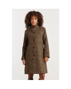 Smashed Lemon Jas met visgraatprint in zwart en camel |