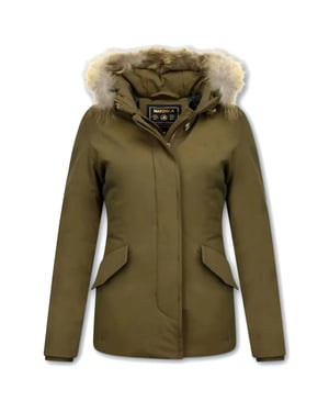 Beluomo Korte winterjassen met bontkraag jas donker