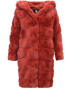 Gentile Bellini Faux fur jas met capuchon bordeaux