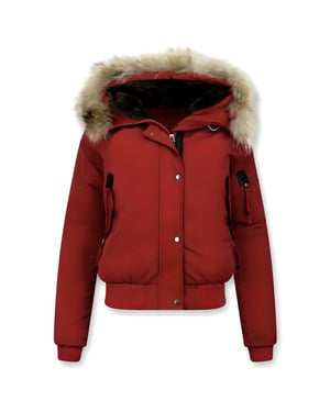 Gentile Bellini Korte winterjas met grote bontkraag
