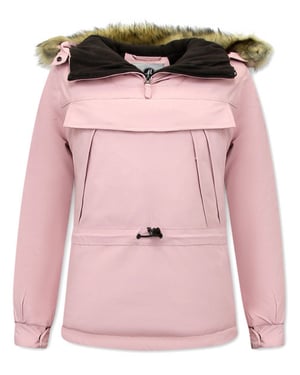 Matogla Anorak winterjas met bontkraag pink