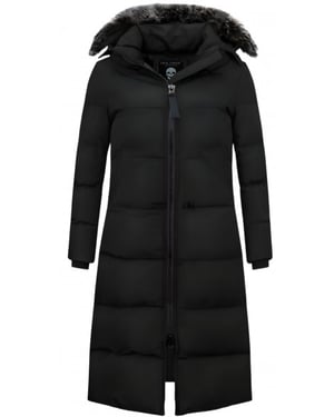 Matogla Extra lange winterjas met kunst bontkraag