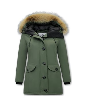 Matogla Groene winterjas met bontkraag