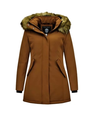 Matogla Winterjas met imitatie bontkraag slim fit