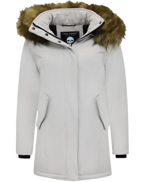 Matogla Winterjas met imitatie bontkraag slim fit