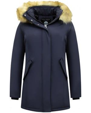 Matogla Winterjas met imitatie bontkraag slim fit