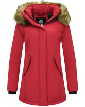Matogla Winterjas met imitatie bontkraag slim fit