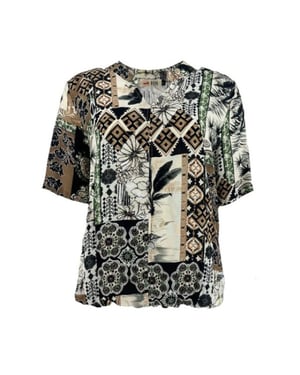 FOS Amsterdam Top doortje patch tropical zwart