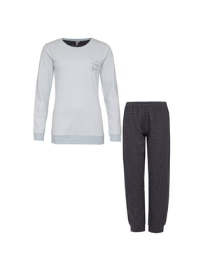 By Louise Dames pyjama set lang interlock gestreept mint / antraciet