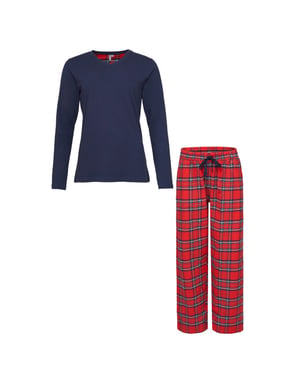 By Louise Dames pyjama set met flanellen pyjamabroek donker