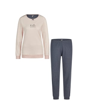 By Louise Dames winter pyjama set lang interlock roze gestreept