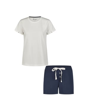 By Louise Essential dames korte pyjama set shortama off-white