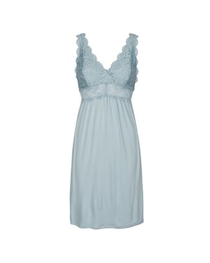 By Louise Slipdress dames nachthemd met kant blauw