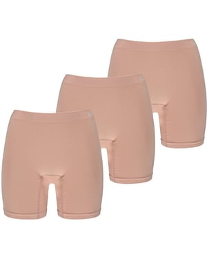 Apollo Seamless dames short bamboe onderbroek met pijpjes naadloos huidskleur 3-pack
