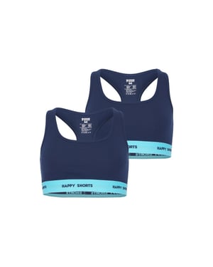 Happy Shorts Dames sport bh bustier blauw 2-pack