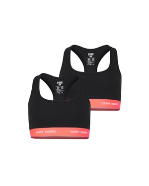 Happy Shorts Dames sport bh bustier zwart 2-pack