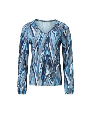 Smashed Lemon Damesgetailleerd zig zag geprint top |