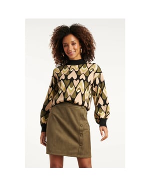 Smashed Lemon Gebreide haartjes knit top in zwart en army |