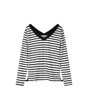 Helena Hart 7650 top v-neck stripe /wit