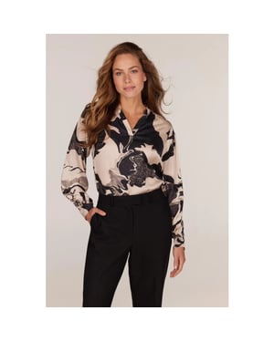 Jansen Amsterdam W24 blouse cristina wgp168 00/0131 sand black