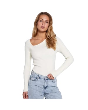 Norr Sherry knit top off white -