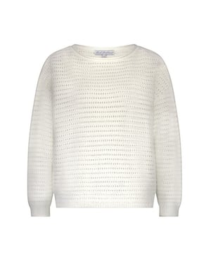 Red Button Sweater srb4651 fluffy ajour ecru