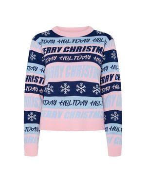 Pieces Dames gebreide kerst trui pcholli xmas roze/blauw