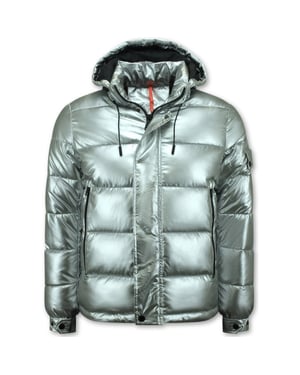 Enos Zilveren puffer jackets met capuchon
