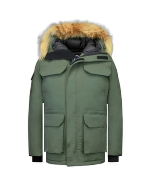 Beluomo Lange parka jas met bontkraag