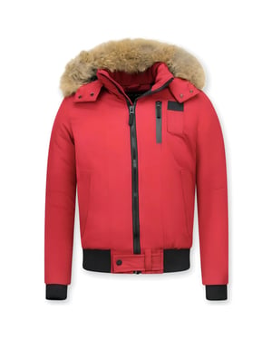 Enos Korte winterjas met bontkraag