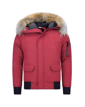 Enos Korte winterjas met bontkraag