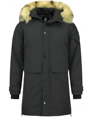 Enos Lange parka jas met bontkraag