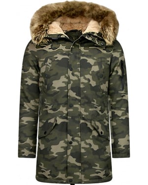 Enos Lange winterjas met faux bontkraag