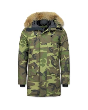 Y Chrom Lange parka jas met bontkraag