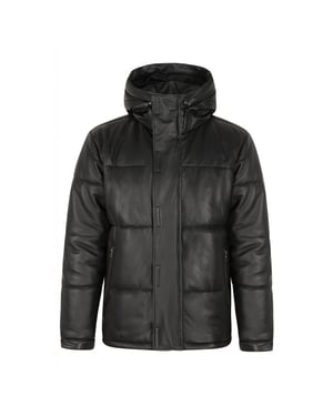 Cycas D'or Polaris leren puffer jas lange leren parka -