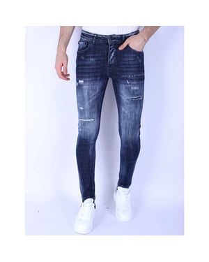 Local Fanatic Donker slim fit jeans met gaten 1101