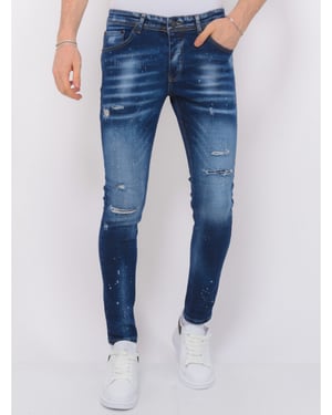 Local Fanatic Paint splatter ripped jeans slim fit