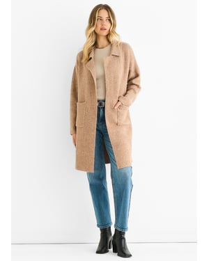 Brown Wool Mix Longline Edge to Edge Cardigan