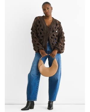 Chocolate Hollow Chunky Knit Cardigan