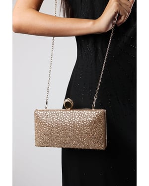 Wheres That From Womens 'Reve' Crystal Embellished Clutch Bag With Ring Handle