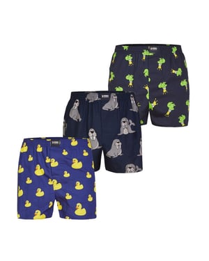 Happy Shorts Wijde boxershorts heren met print 3-pack